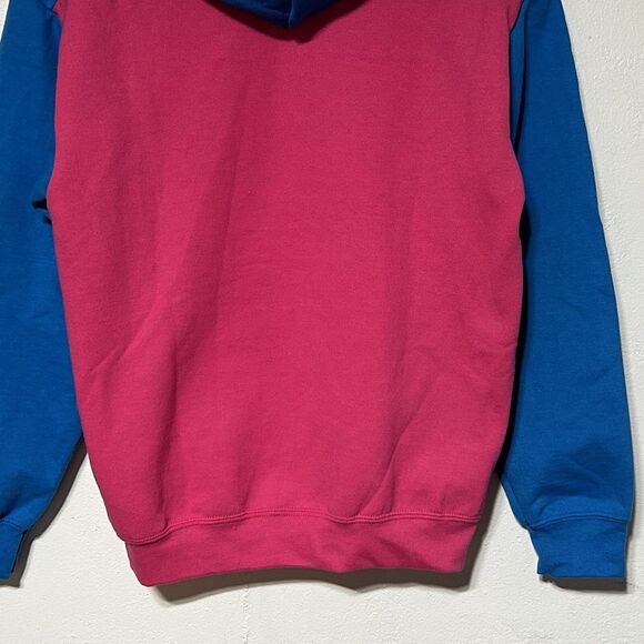 Upcycled Reworked Refashioned Womens/Mens Hoodie Sweatshirt OOAK Color Block - Picture 9 of 12